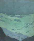 Gustav Wunderwald, Mondschein im Gebirge, Tirol, 1909, Öl auf Leinwand