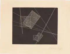 László Moholy-Nagy, Komposition (Flächen und Achsen), 1923, Linolschnitt auf Papier