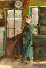 Franz Skarbina, Zwei Schwestern (auch: Holländische Dorfmädchen), 1891, Öl auf Leinwand