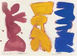A. R. Penck, Entwurf für 3 Skulpturen, 1981, Gouache auf Karton