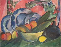 Cesar Klein, Südliche Landschaft“/Früchtestillleben. 1916/Um 1910/15, Öl, beidseitig auf Leinwand