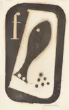 Angelika Hoerle, Fisch“ / „Lampe“ / „Vogel“ / „Haus, 1920, 4 Holzschnitte, jeweils auf dünnem Papier