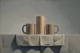 James Moore, Two Cups and a Vase, 1987, Oil on canvas