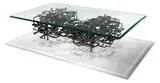 Brutalist Construction, Coffee table, c. 1960, Melt coated welded steel with glass