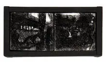John Virtue, Three Studies (Landscape 101), 1989-90, Shellac black ink and white paint on plaques in custom wooden frames