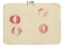 James Castle, Untitled (Interior with Friends), Soot, spit, and string on found paper