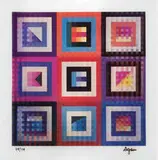 Yaacov Agam, Hidden Rainbow x 9, 2002, Agamograph (lithographic image viewed through a lenticular lens)