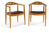 Hans J. Wegner, Pair of The chairs, 1949, Oak with brown leather seat