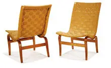 Working chairs (2) by Bruno Mathsson, 1934, Birch frame with jute seat, sold Dec 2011