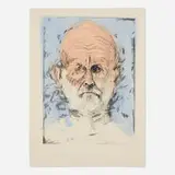 Blue Watercolor by Jim Dine, 2005, lithograph and drypoint etching with hand coloring, sold May 2021