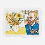 Van Gogh with Sunflowers by Red Grooms, 1988, lithograph in colors on feather deckle Twinrocker paper, sold May 2021