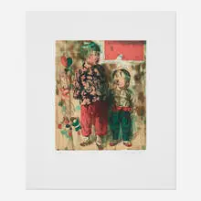 Witnesses by Hung Liu, 1997, etching with aquatint in colors, sold May 2021