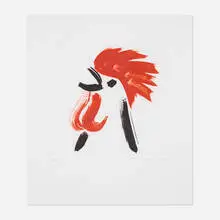 Tom Marioni, 13 Stroke Rooster, 1994, color direct gravure