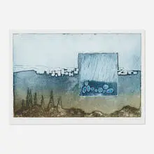 Jan Montyn, Toscane Rain, 1983, etching in colors