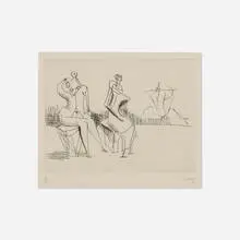 Two Seated Figures by Henry Moore, 1966, etching, sold May 2021