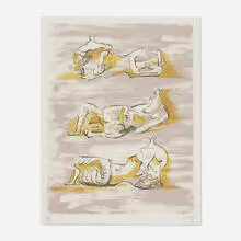 Three Reclining Figures by Henry Moore, 1971, lithograph in colors, sold May 2021