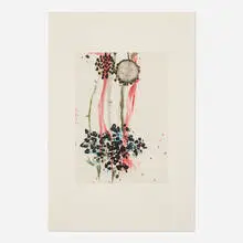 Janis Provisor, Long Fall, 1990, woodblock on silk chine collé mounted on rag paper