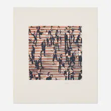 Matthew Radford, Newsreel 4 (far crowd), 2003, etching