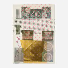Cage by Robert Rauschenberg, 1983, screenprint with collage on paper, sold May 2021