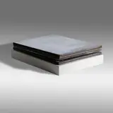 Jacob Kassay, Untitled, 2009, acrylic and silver deposit on three canvases, rock, wood base