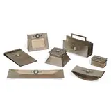 Heintz Art Metal Shop, desk set with inset Wedgwood plaques, seven pieces, #1109