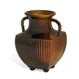 Standard Glaze earthenware twist handled, ribbed vase by Harriet Wenderoth for Rookwood Pottery, sold Apr 2021