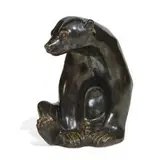 Rookwood Pottery uncommon porcelain Honey Bear bookend in Nubian Black glaze, shape number 6485 3 1/8w x 4 1/4d x 4 1/2h by Rookwood Pottery, sold Apr 2021