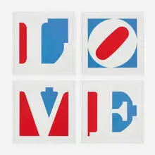 Four Panel Love by Robert Indiana, 1972, screenprint on paper, sold Sep 2012