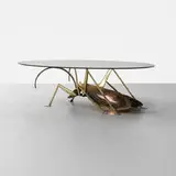 Jacques Duval-Brasseur, illuminated coffee table, c. 1975, brass, agate, steel, smoked glass