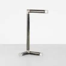 floor lamp by Karl Springer, c. 1970, oxidized aluminum, aluminum, Lucite, sold Sep 2012