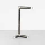 Karl Springer, floor lamp, c. 1970, oxidized aluminum, aluminum, Lucite
