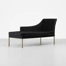 chaise lounge by Harvey Probber, c. 1955, mohair, brass, leather, sold Sep 2012