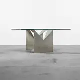 Serra di Migni, dining table, 1972, stainless steel, glass