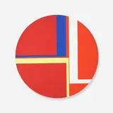Ilya Bolotowsky, Red Tondo with Blue, Yellow and White, 1975, acrylic on canvas