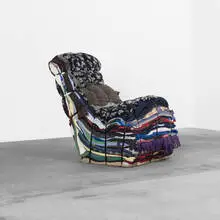 Rag chair by Tejo Remy, c. 1991, textiles, wood, steel, sold Apr 2012