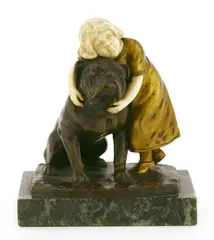 Julius Schmidt-Felling, Untitled, gilt bronze and ivory on a marble base 14.5cm high