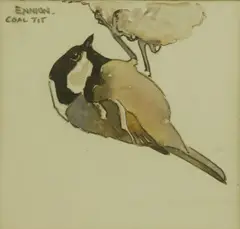 Eric Ennion, Untitled, together with S Whitehead-Smith a watercolour of a hawfinch (2) .