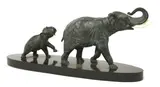 I. Rochard, Untitled, I Rochard (1906-1984) TWO BRONZE ELEPHANTS Paint on base 29cm high 70cm long