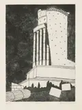 Julian Trevelyan, Untitled, 1910-1988) LA TURBIE Soft ground etching and aquatint printed in navy