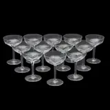 Twelve Baccarat Champagne Coupes, France, late 20th century, acid etched maker's marks, ht. 5 1/2 in.