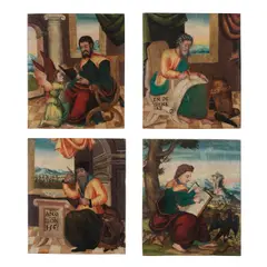 Ecole espagnole, Les quatre évangélistes, a set of four, oil on panel