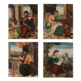 Ecole espagnole, Les quatre évangélistes, a set of four, oil on panel