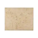 La Fermeté de Mucius Scaevola by dit Il Semolei Battista Franco, pen and brown ink, on paper, laid down on a Mariette mount, sold Nov 2023