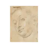 Etude de tête de femme by Francesco Montemezzano, black chalk, heightened with white on paper, sold Nov 2023