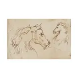 XIXe siècle Ecole française, Etude de têtes de chevaux, pen and brown ink on paper