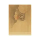 Portrait de dame de qualité de profil by fin du XVIIIe siècle Ecole française, black and red chalk, pen and brown ink, brown wash, on paper, offered Nov 2023