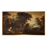 Jacques d'Arthois, Paysage boisé avec nymphes et satyre, oil on canvas