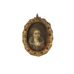 Entourage d'Ottavio Maria Leoni, Portrait de jeune femme en rouge, oil on copper, oval
