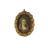 Entourage d'Ottavio Maria Leoni, Portrait de jeune femme en rouge, oil on copper, oval