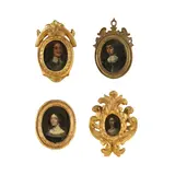 Ecole italienne, Portrait de dame de qualité au collier de perles, oil on copper, oval